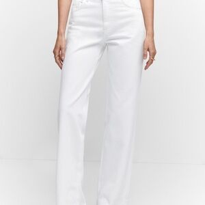 Mango MNG White Wide Leg Mid-Rise Jeans Size 6 Pre-Loved